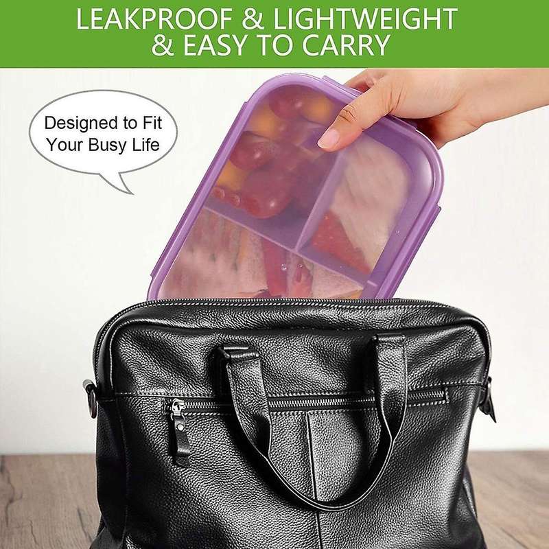 Bento Boxes Adults Lunch Containers for 3 Compartment Bento Lunch Box Leak Proof (Flatware Included,
