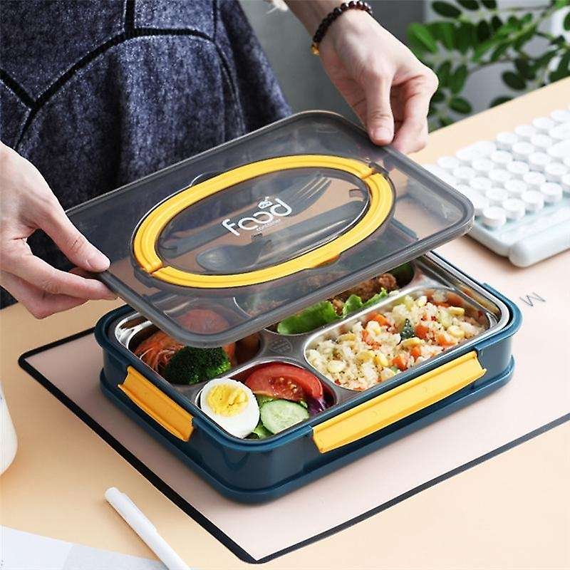 Bento Box Stainless Steel Lunch Box Food Leak-proof Breakfast Lunch Box for Kids with Compartment F