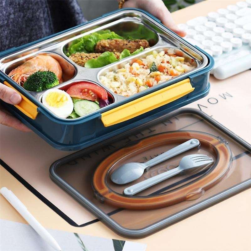 Bento Box Stainless Steel Lunch Box Food Leak-proof Breakfast Lunch Box for Kids with Compartment F