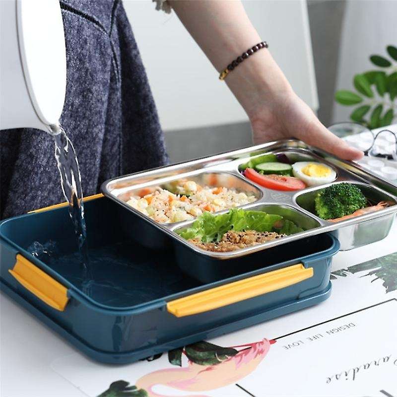 Bento Box Stainless Steel Lunch Box Food Leak-proof Breakfast Lunch Box for Kids with Compartment F