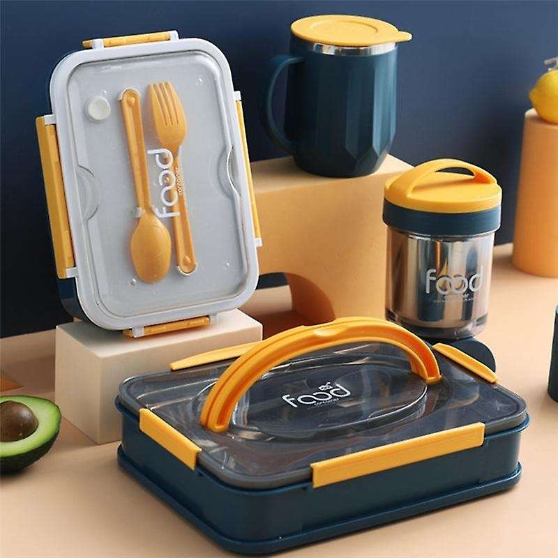 Bento Box Stainless Steel Lunch Box Food Leak-proof Breakfast Lunch Box for Kids with Compartment F