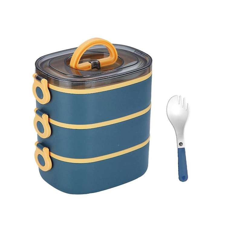 Bento Lunch Box Stackable 3 Tier Lunch Box Adult Kids Lunch Box Leak Proof Portable Lunch Box (blue)