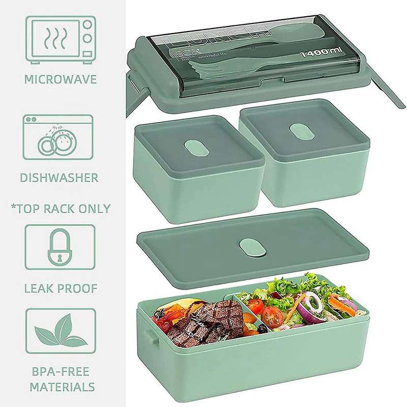 Bento Lunch Box for Adults, Kids Leak Proof Meal Prep Portion Control Boxes Style for Compartment S