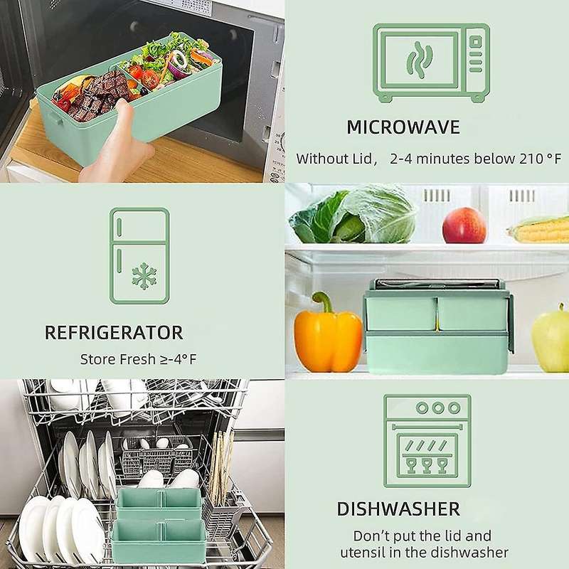 Bento Lunch Box for Adults, Kids Leak Proof Meal Prep Portion Control Boxes Style for Compartment S