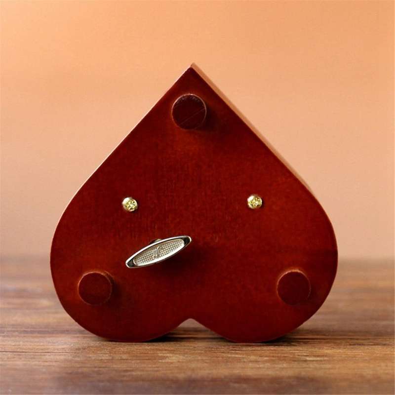 B-heart Shape Vintage Wood Carved Mechanism Musical Box Wind Up Music Box, Christmas/birthday/valent