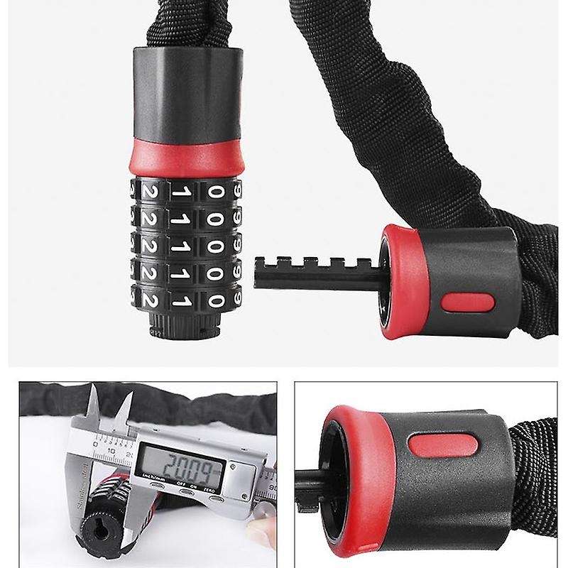 Bicycle Combination Lock (5-Digit Combo) Heavy-Duty, Anti-Theft Chain Cable Security Pick-Resistant