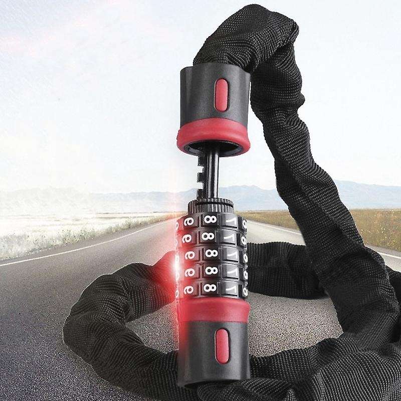 Bicycle Combination Lock (5-Digit Combo) Heavy-Duty, Anti-Theft Chain Cable Security Pick-Resistant