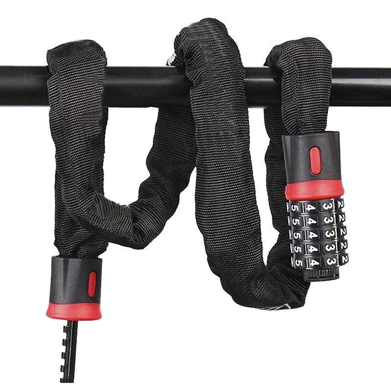 Bicycle Combination Lock (5-Digit Combo) Heavy-Duty, Anti-Theft Chain Cable Security Pick-Resistant