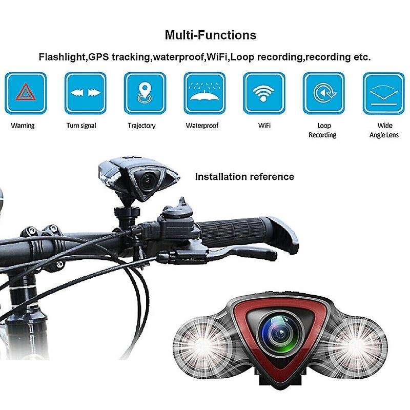 Bicycle Driving Recorder Camera with Dual Lights Support WIFI GPS Track Bike Accessories Rear