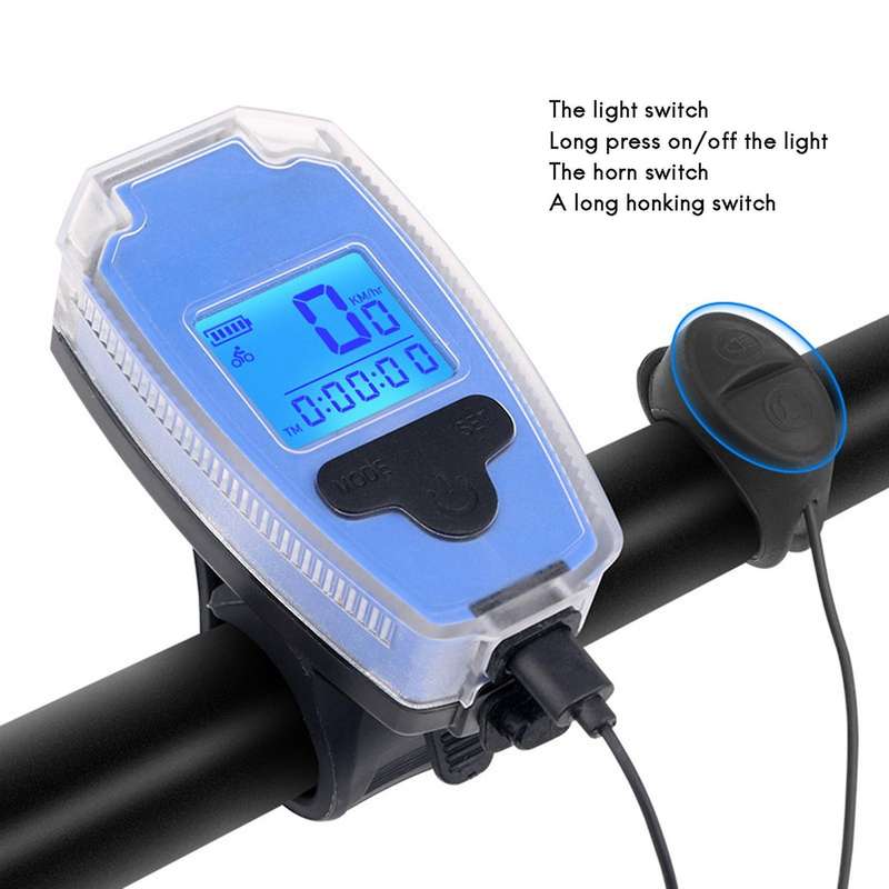 Bicycle Front Light with Stopwatch Bicycle Headlight with Horn Wireless Stopwatch Multifunctional Bi
