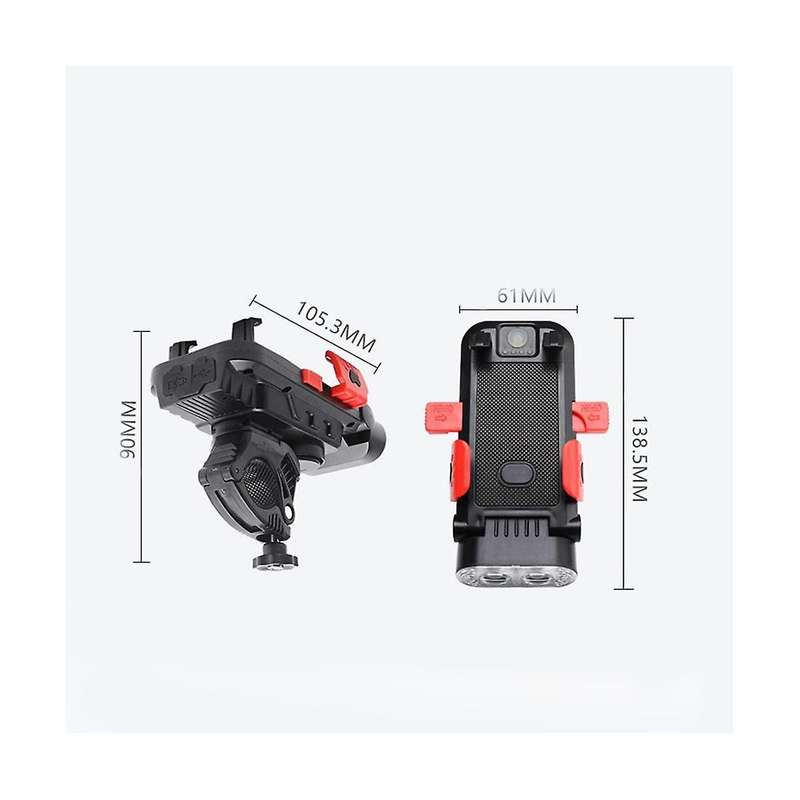 Bicycle Lights 4-in-1 with Cell Phone Holder Charging Treasure Bicycle Headlights Mountain Bracket C