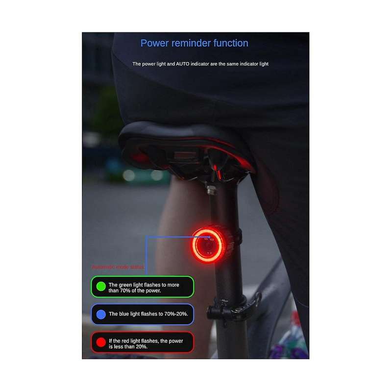 Bicycle Intelligent Brake Taillight Cob Post Cushion Taillight Bike Intelligent Brake Taillight