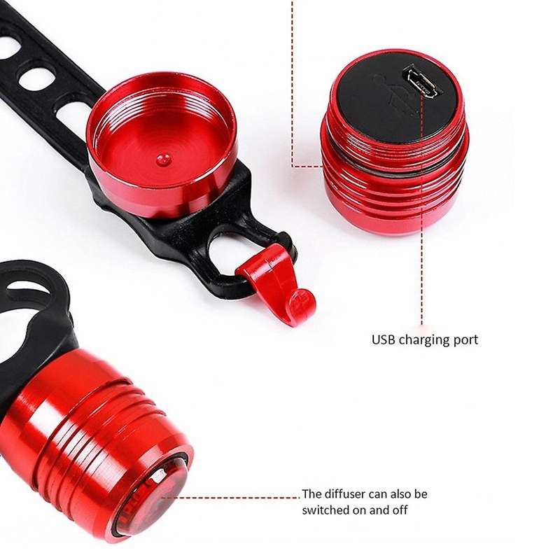 Bicycle Rear Light Carat Type Bike Warning Lamp USB Charge Red White Light Color Safety Headlight Ta
