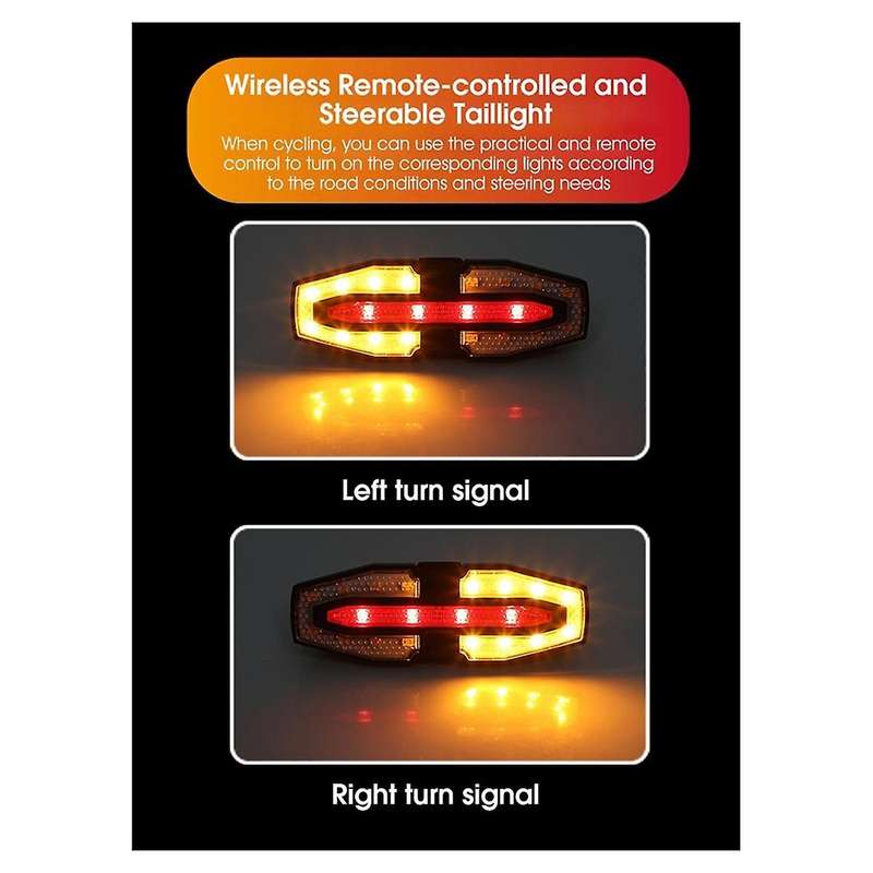 Bicycle Remote Control Taillight, Turn Signal with Horn, USB Rechargeable Taillight, Night Riding W