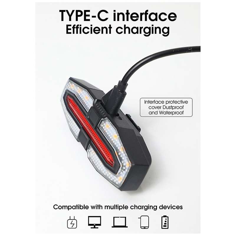 Bicycle Remote Control Taillight, Turn Signal with Horn, USB Rechargeable Taillight, Night Riding W