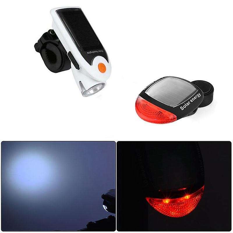 Bicycle Solar Headlight Taillights Set Solar Powered Led Headlight Taillight Combo Cycling Lamp Warn