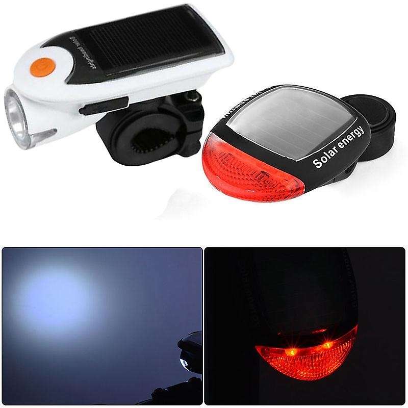 Bicycle Solar Headlight Taillights Set Solar Powered Led Headlight Taillight Combo Cycling Lamp Warn