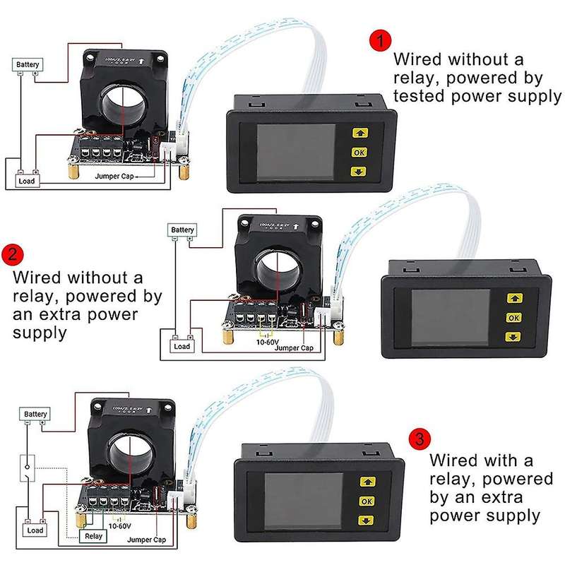 Bidirectional Volt Amp Meter, 90V 500A Voltage Current Battery Capacity Amp-Hour Watt-Hour Power Tim