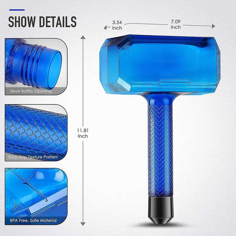 Big Capacity 1.7L Portable Sport Gym Workout Travel Drinking Large Hammer Shaped Water Bottle Cap Fi