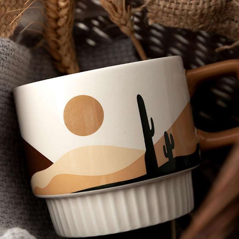 Big Handle Japanese Ceramic Coffee Mug for Coffee Tea Milk Water Couple Mug Microwave Safe Coffee Cu