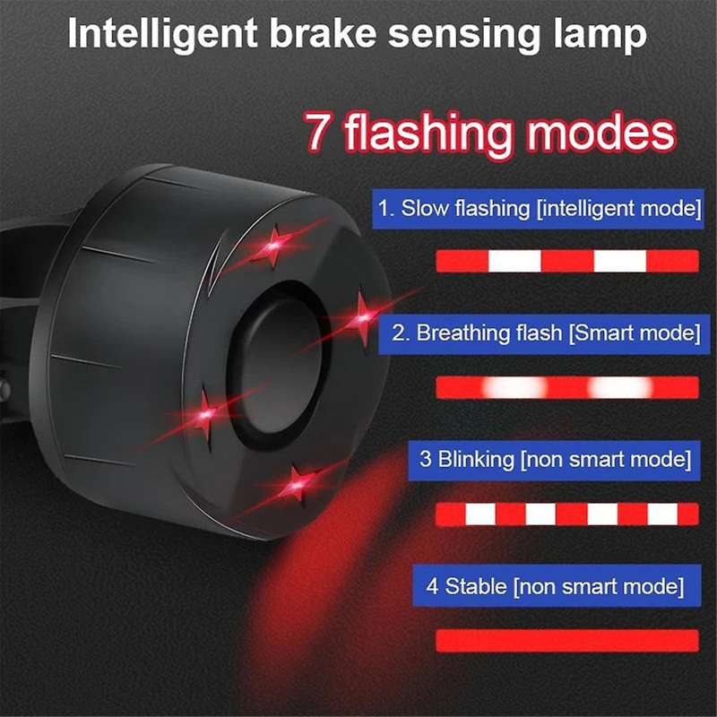 Bike Alarm Taillight USB Charging IPX65 Waterproof Bicycle Rear Light Brake Sensing Bicycle Lamp Ant