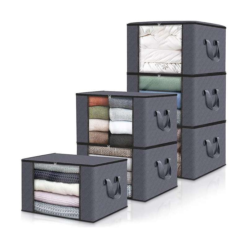 Big Storage Bags, 6 Pack Closet and Storage, Clothes Foldable Storage Bins with Reinforced Handles