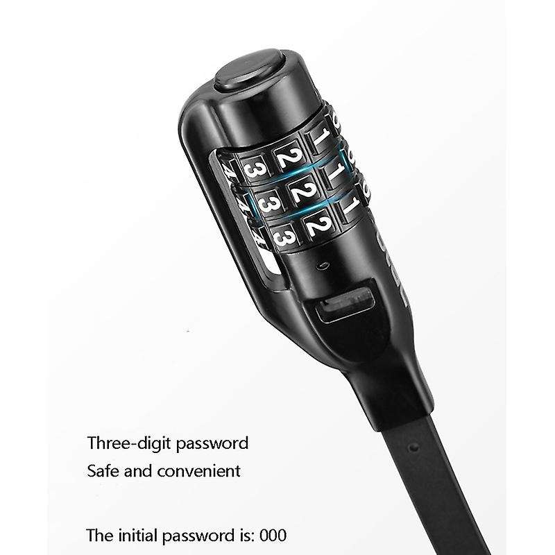Bike Cable Lock Multi Stable Bicycle Helmet Lock Password Cycling Lock for Road Bike Gray