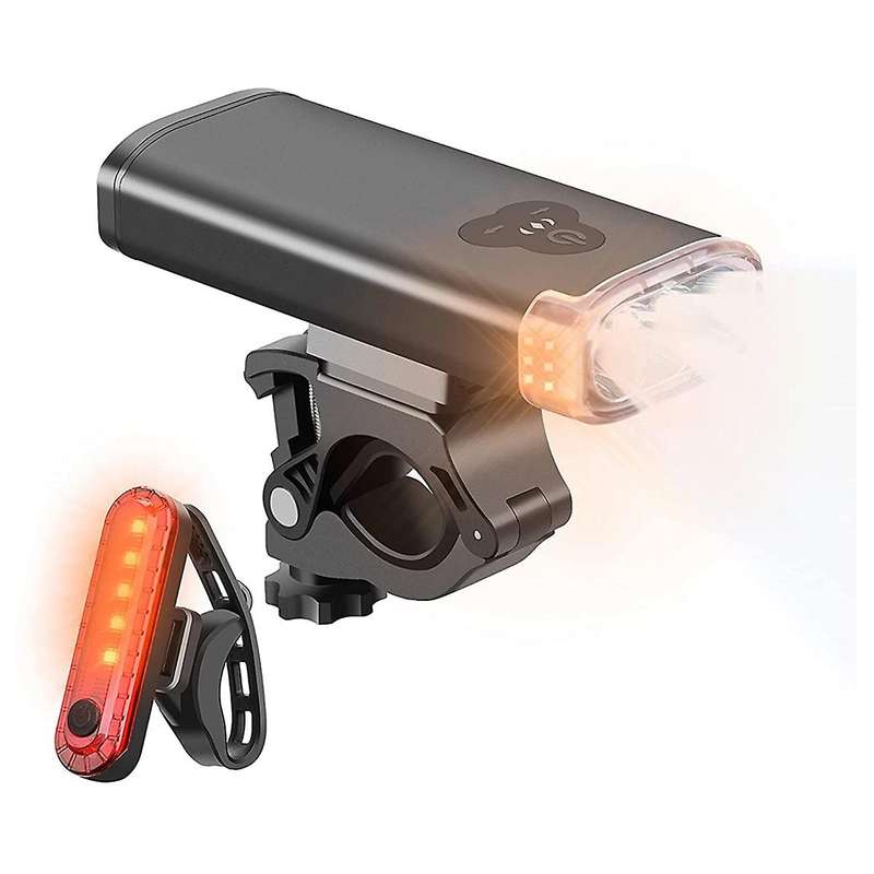 Bike Light Set - 3600 Lumen USB Rechargeable Super Bright 3 LED Headlight with Turn Light, 4 Modes T