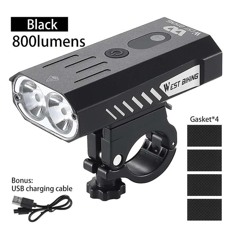 Bike Light Headlight Bicycle Handlebar Front Lamp Cycling Flashlight Safety Light Sensor Light,Black