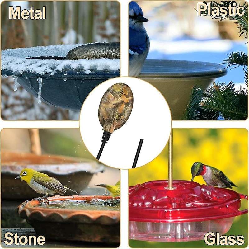 Bird Bath Heater for Outdoors In Winter, Birdbath Water Heater De-icer, Bird Bath Deicer Full-cover