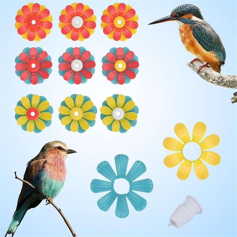 Bird Feeder Flowers,Set Bird Hanging Feeding Ports Replacement Parts Bird Feeder Supplies for Bird F