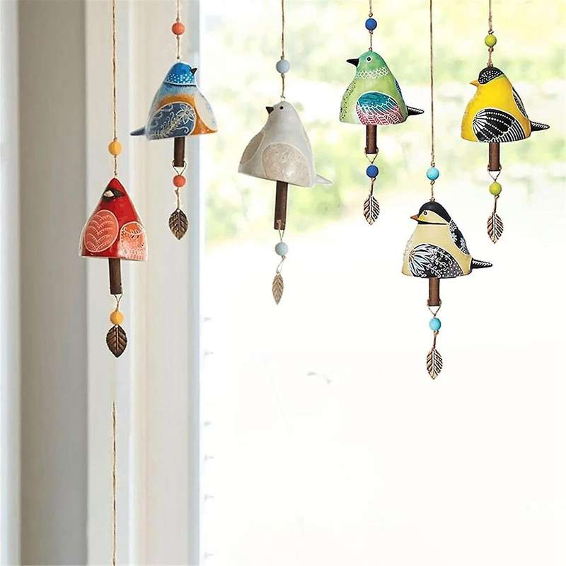 Birdsong Bell Hanging, Country Wind Chime, Resin Handicraft Wind Chime Pendant, Courtyard Home Decor