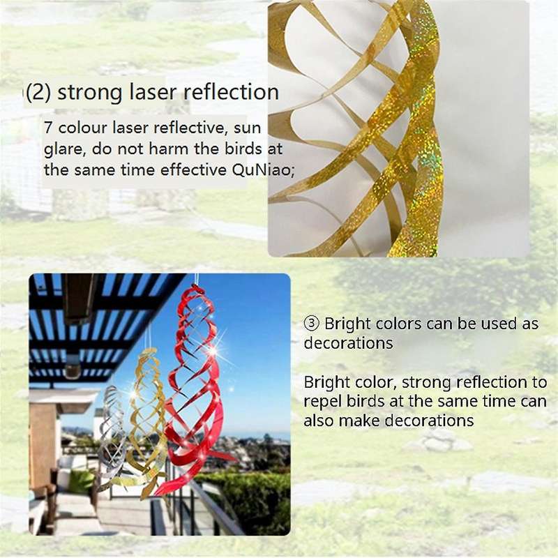 Bird Repellent Spiral Reflector - Reflective Rotator to Repel Birds and Animals From Outdoor Gardens