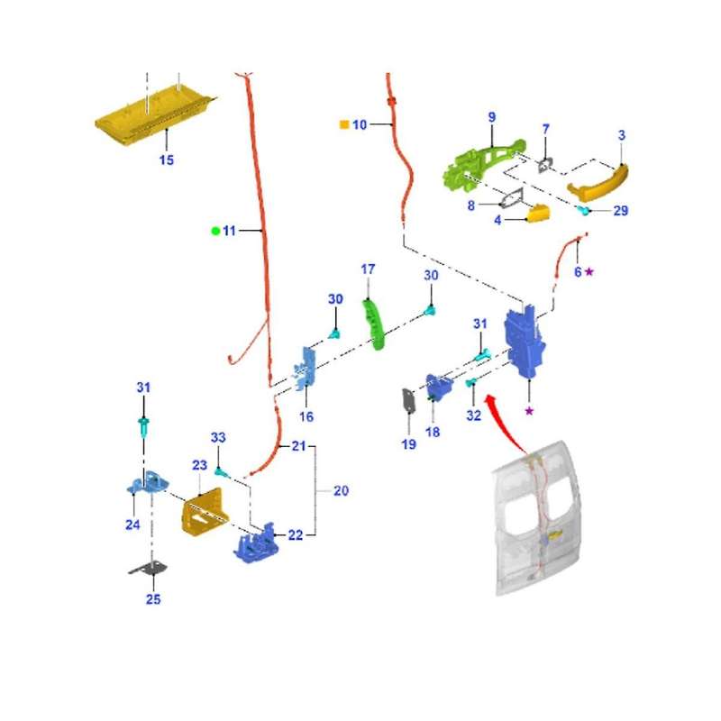 BK21-V43288- Car Center Lock Mechanism 5Pins for Transit 2012- Rear Door Latch Actuator BK21-V43288