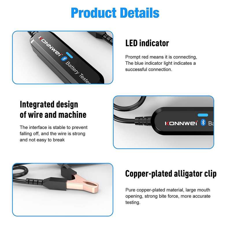 BK100 Wireless BT Battery Tester 100-2000 6V 12V Battery Detector Battery Cranking Charging Analyz