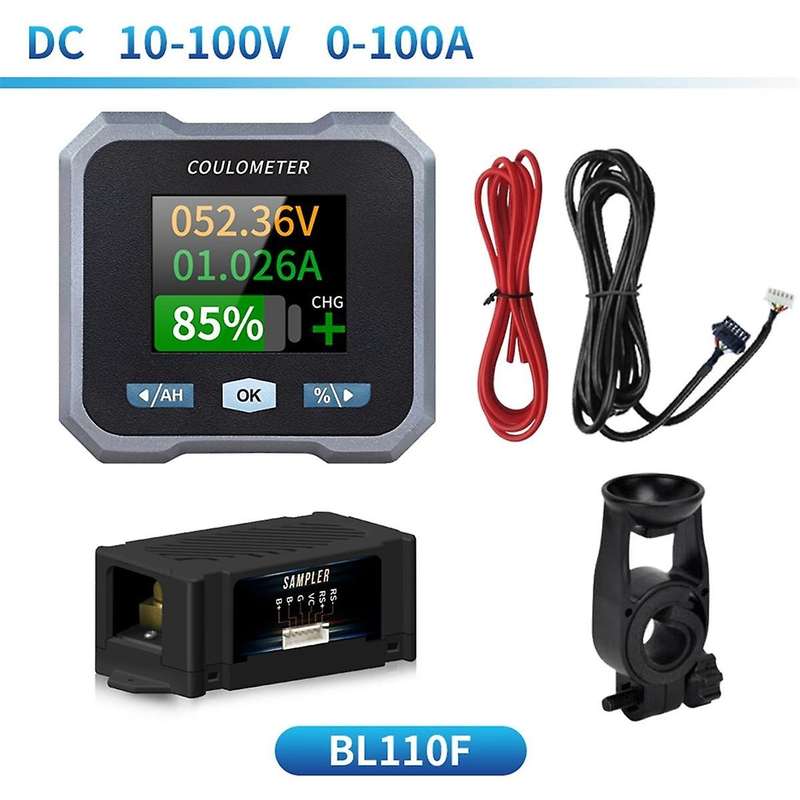 BL110F Coulometer Battery Meter DC10-100V 0-100A Waterproof Battery Meter and Voltmeter for Electri