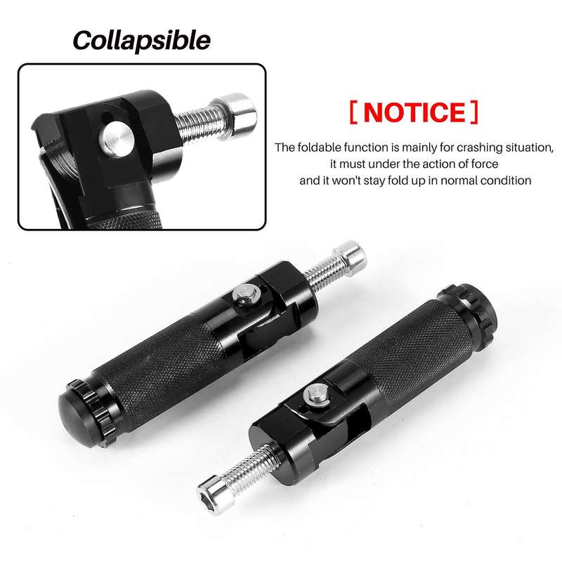 Black 8Mm Cnc Universal Motorcycle Bike Folding Foot Pegs Rear Rest Cruiser Chopper Cafe School Tou
