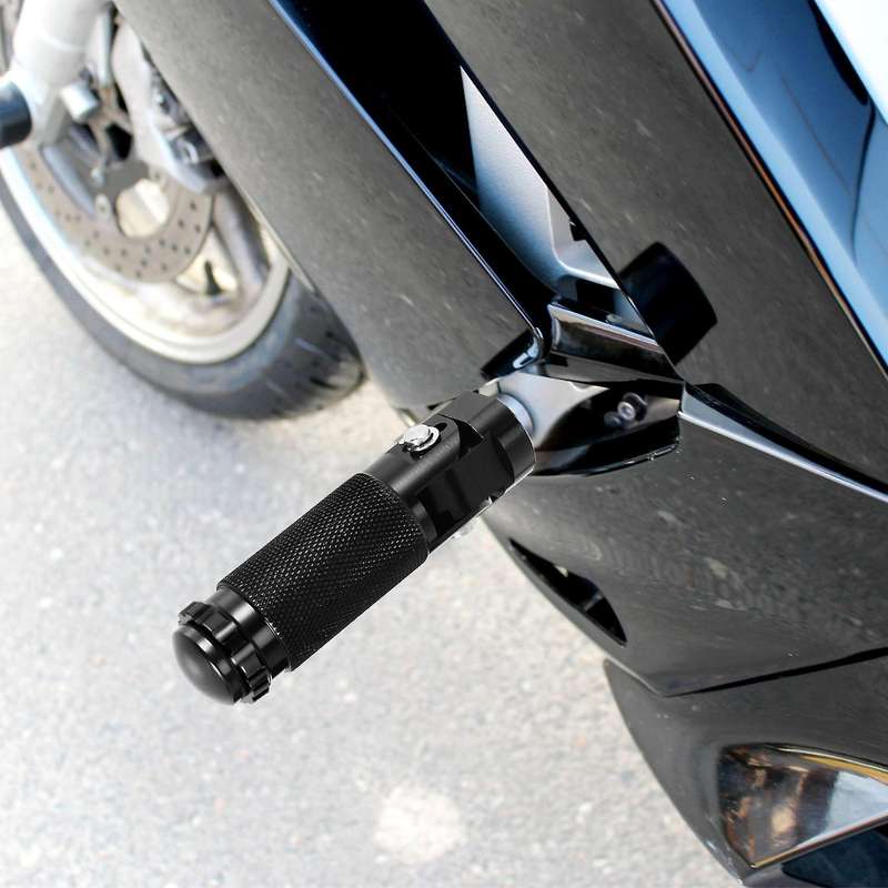 Black 8Mm Cnc Universal Motorcycle Bike Folding Foot Pegs Rear Rest Cruiser Chopper Cafe School Tou