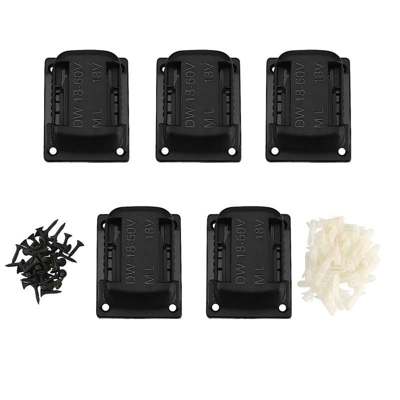 Black 5Pcs ABS Battery Mounts for Battery and Machine Storage Holder Shelf Rack Stand Slots Battery