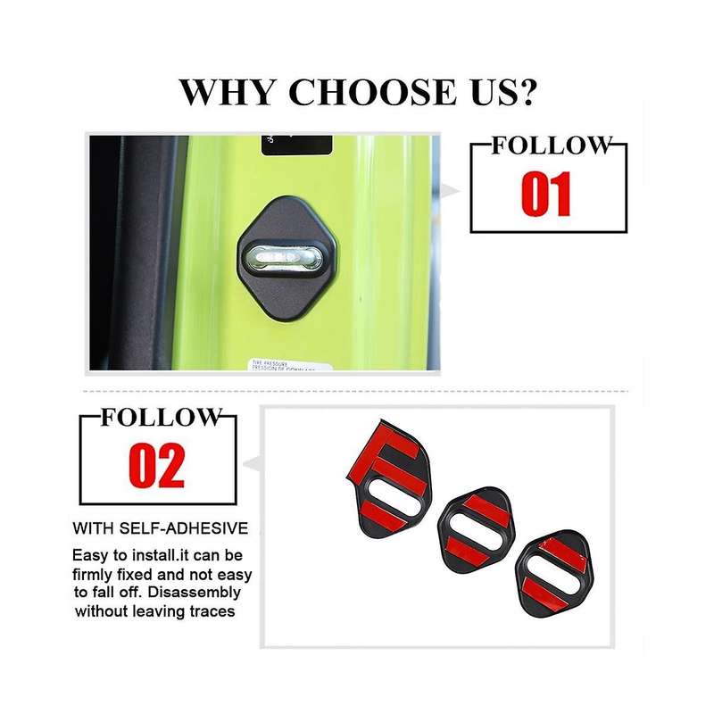 Black Aluminium Alloy Car Door Lock Cover Buckle Decoration for Jimny 2019-2022 Jb64 Jb74