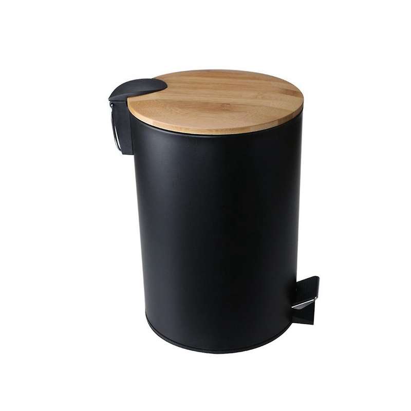 Black Bathroom Trash Can - Small Trash Can with Lid for Bathroom - Stainless Steel Bathroom Garbage