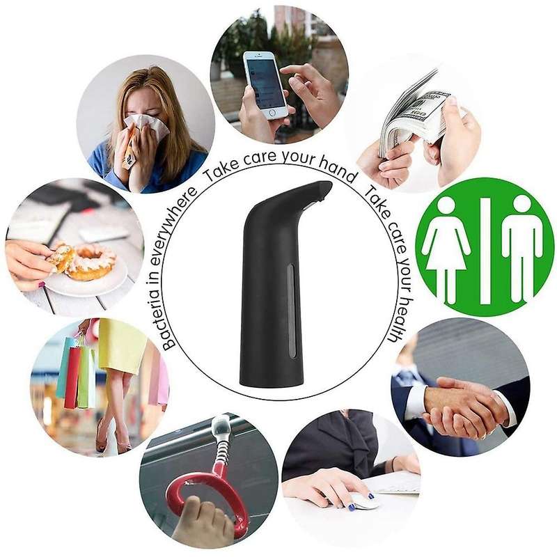 Black Automatic Soap Dispenser Touchless, Auto Liquid Soap Dispenser for Kitchen Bathroom 400Ml