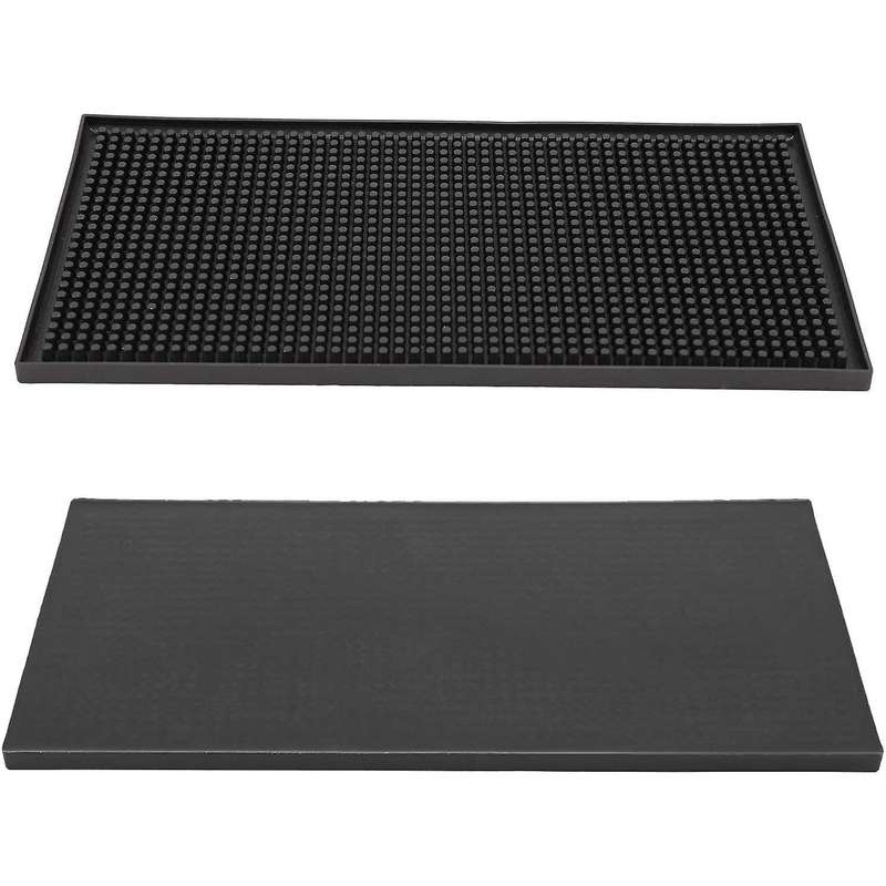 Black Bar Mat Spill Mat Glass Drying Mat Cocktail Mixing Service Mat for Counter Top(12inch(L) x 6