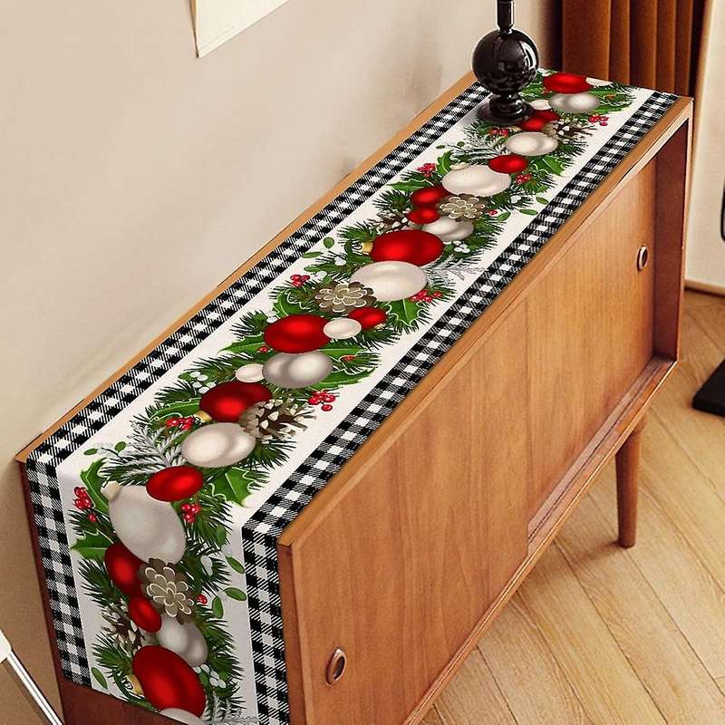 Black and White Gingham Christmas Table Runner