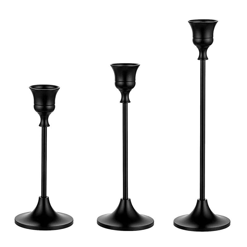 Black Candlestick Set Of 6 for Fireplace Dining Table Home Decoration