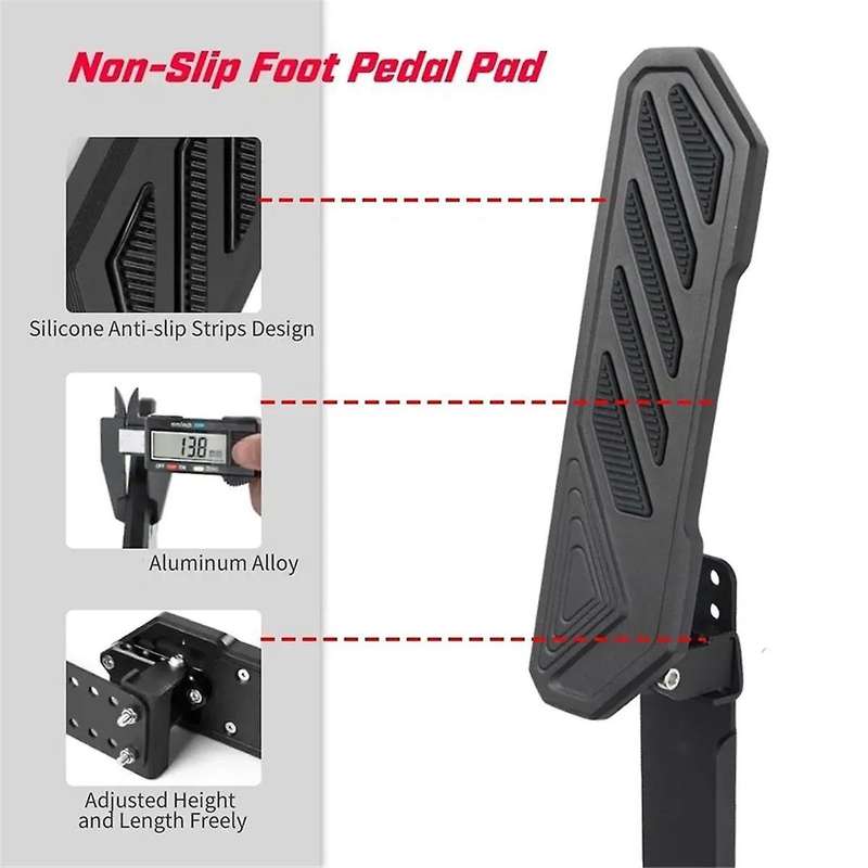 Black Car Brake Pedal Left Side Footrest Kick Panel for JT Anti-Slip for Wrangler JL JLU 4XE 2018-20