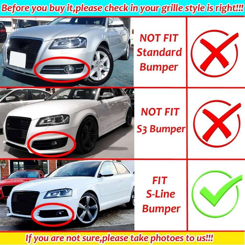 Black Car Front Bumper Fog Light Mesh Grille for A3 8p 2009-2012 Fog Lamp Grille Covers 8p0807681 8p