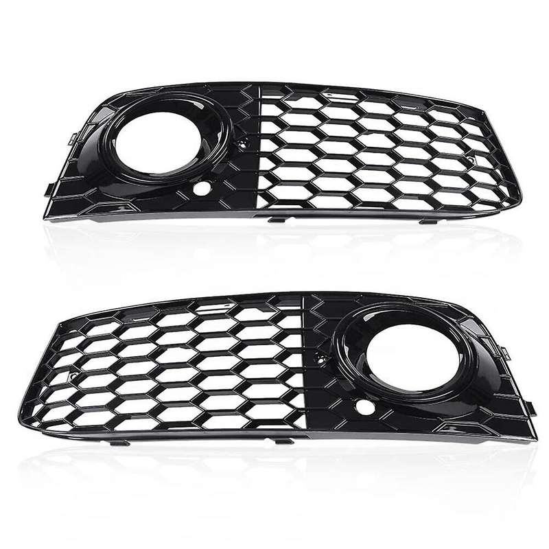 Black Car Front Fog Light Mesh Grille Cover for A4 B8 2009 2010 2011 2012 Fog Lamp Honeycomb Grille