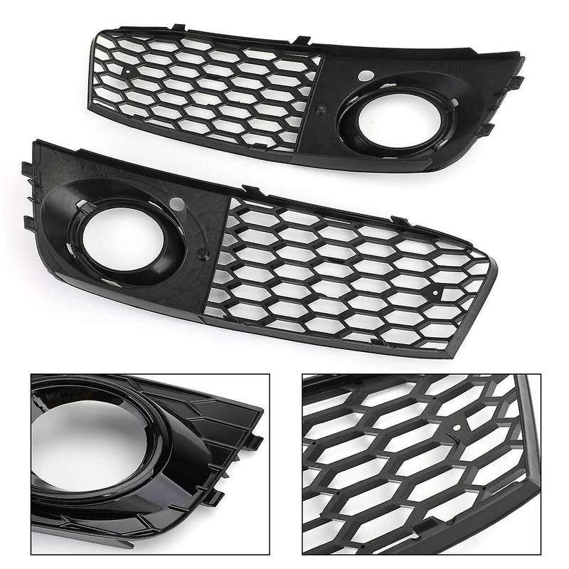 Black Car Front Fog Light Mesh Grille Cover for A4 B8 2009 2010 2011 2012 Fog Lamp Honeycomb Grille