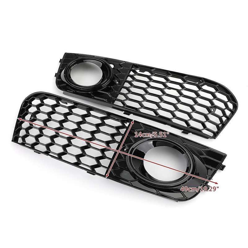Black Car Front Fog Light Mesh Grille Cover for A4 B8 2009 2010 2011 2012 Fog Lamp Honeycomb Grille